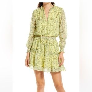 NSR Emma Yellow Floral Print Long Sleeve Ruffle Dress